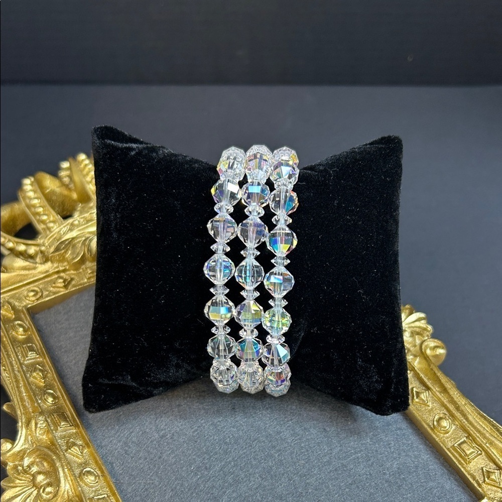 Vintage Triple Strand Crystal AB Bracelet